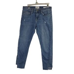 FRAME Le Boy Denim Jeans Medium Wash Distressed Split Ankle Size‎ 28 Rare Unique